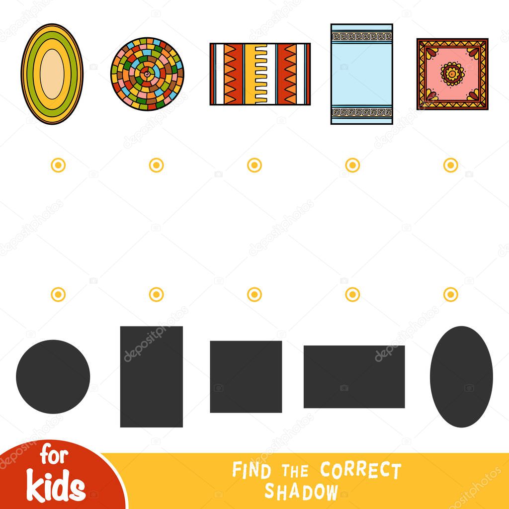 Find the correct shadow, education game for children, set of carpets