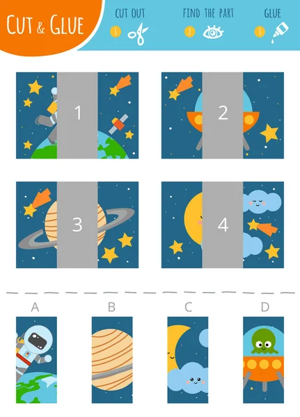 Trouve Bonne Partie Education Coupe Jeu Colle Pour Les Enfants — Image vectorielle