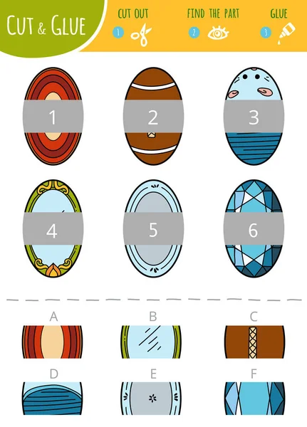 Encuentra Parte Correcta Educación Corte Juego Pegamento Para Los Niños — Vector de stock