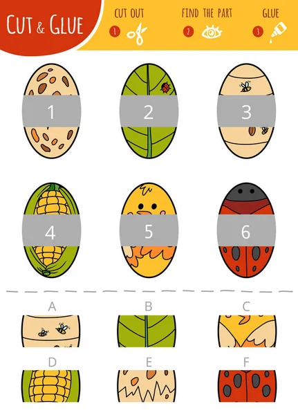 Encuentra Parte Correcta Educación Corte Juego Pegamento Para Los Niños — Vector de stock