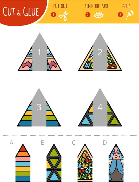 Doğru Parçası Bulmak Kesmek Çocuklar Için Oyun Yapıştırın Geometrik Şekiller — Stok Vektör