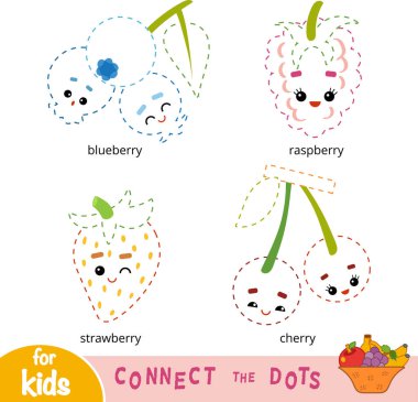 Eğitim çocuklar için oyun noktaları birleştir. Çizgi film çilek kümesi