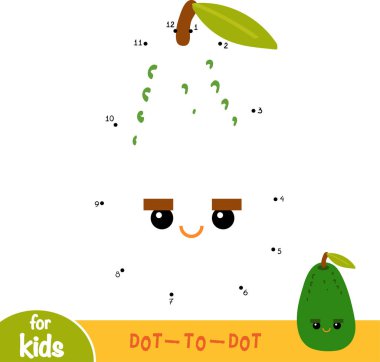 Sayı oyunu, çocuklar, avokado için eğitim nokta-nokta oyun