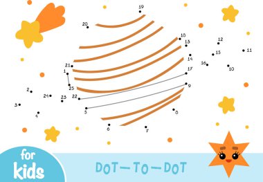 Sayı oyunu, çocuklar için eğitim nokta-nokta oyun gezegeni Satürn ve yıldız