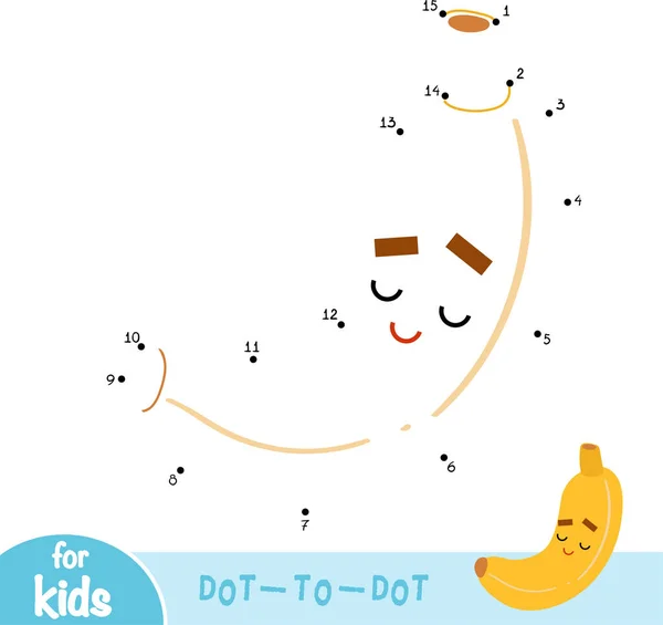 Jeu Chiffres Jeu Point Point Éducatif Pour Les Enfants Banane — Image vectorielle