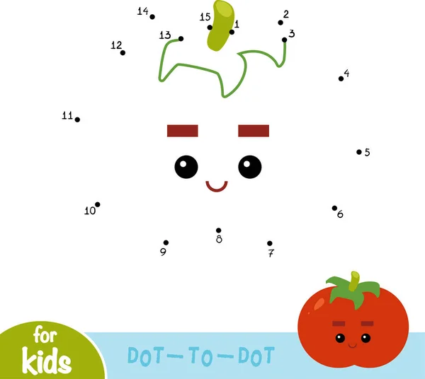 Números Juego Educación Punto Punto Juego Para Los Niños Tomate — Vector de stock