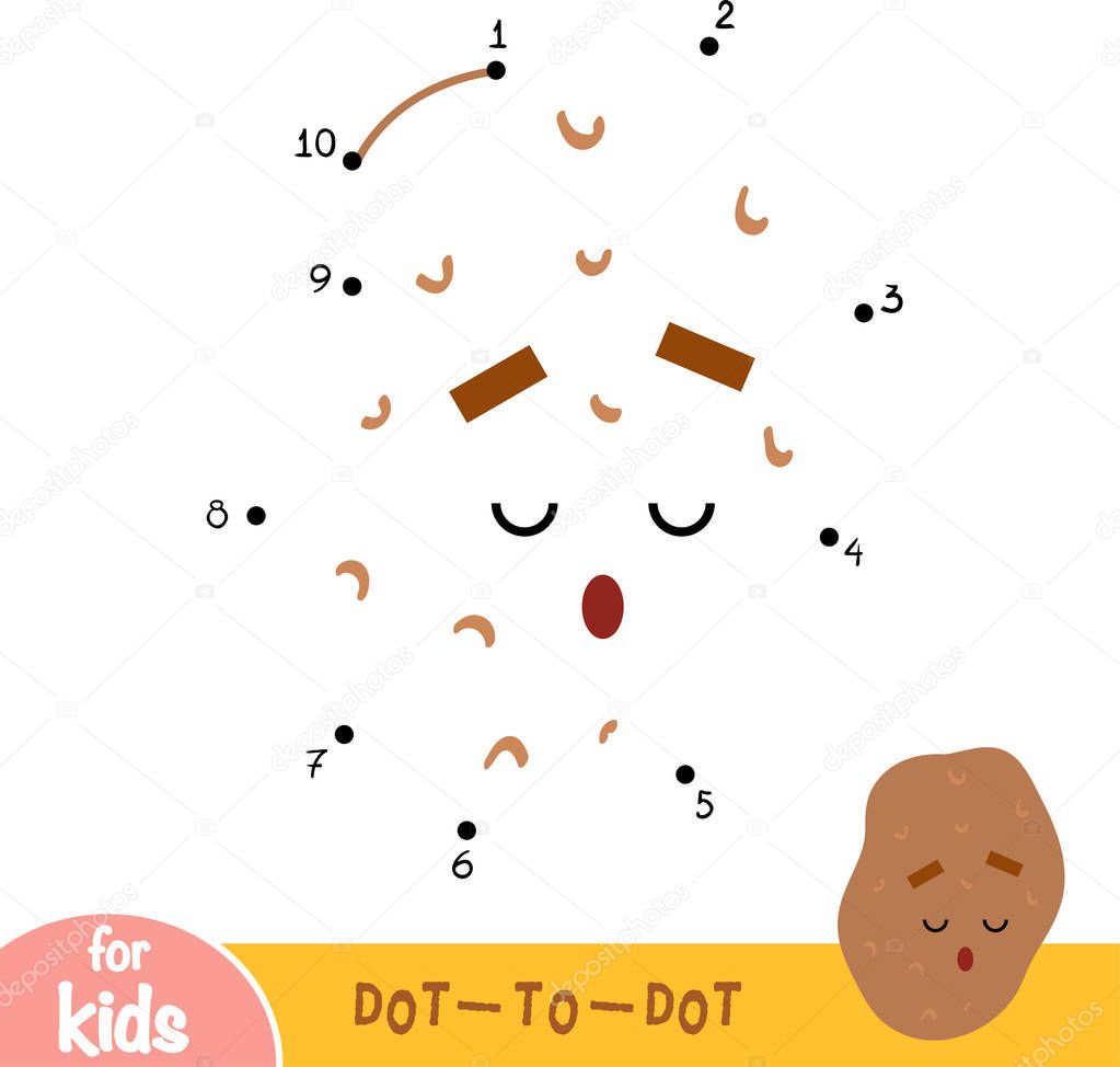 Numbers game, education dot to dot game for children, Potato