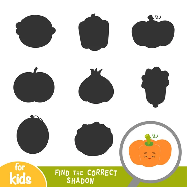 Encuentra Sombra Correcta Juego Educación Para Niños Calabaza — Vector de stock