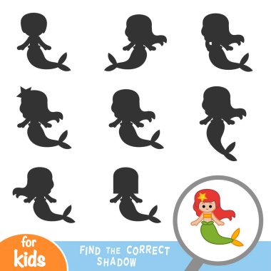 Doğru gölge, eğitim oyun çocuklar için deniz kızı bulmak