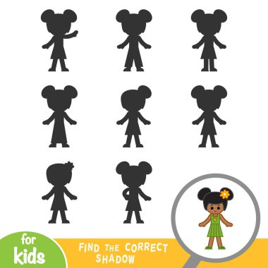 Doğru gölge, eğitim oyun çocuklar için Afro-Amerikan kız bulmak