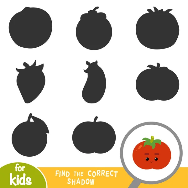 Encontrar Sombra Correcta Juego Educación Para Los Niños Tomate — Vector de stock