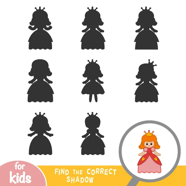 Finden Sie Den Richtigen Schatten Aufklärungsspiel Für Kinder Prinzessin — Stockvektor