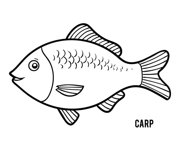 Kleurboek Voor Kinderen Carp — Stockvector