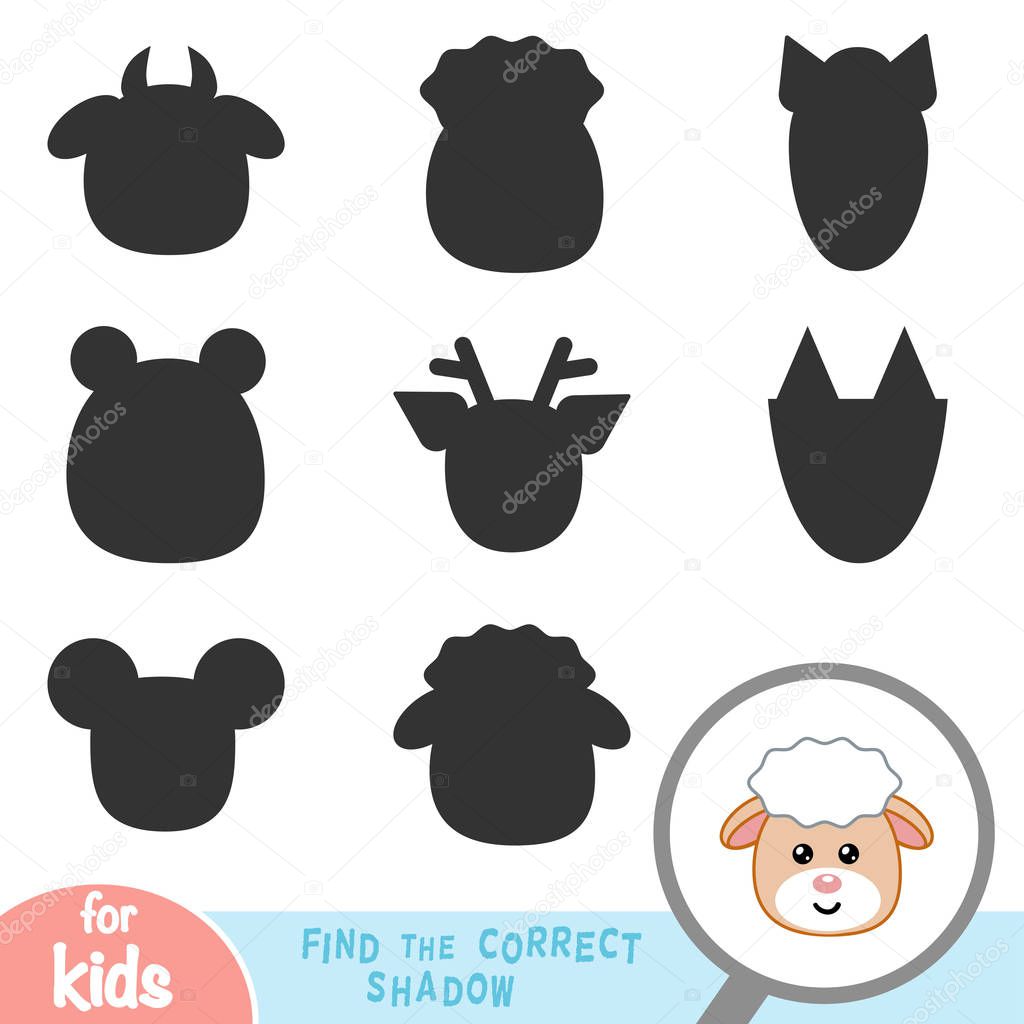 Find the correct shadow, education game for children, Sheep