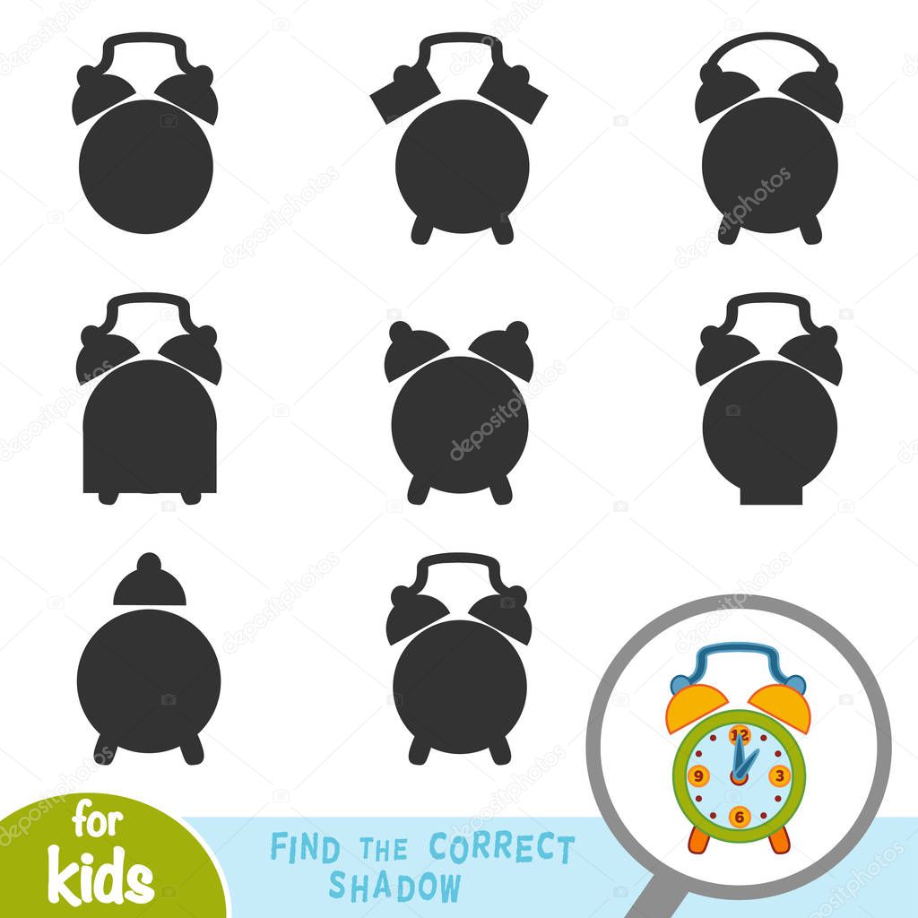 Find the correct shadow, education game for children, Alarm clock