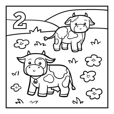 İki inek, çocuklar için boyama kitabı