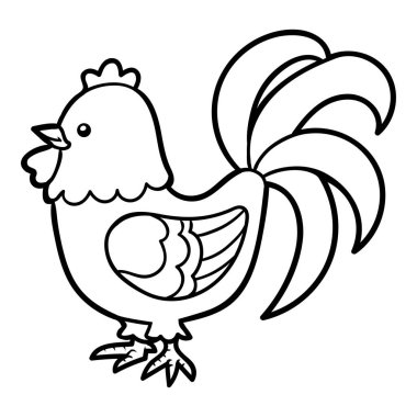 Horoz, çocuklar için boyama kitabı