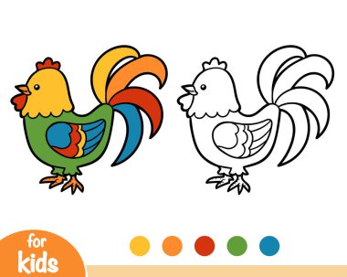 Horoz, çocuklar için boyama kitabı