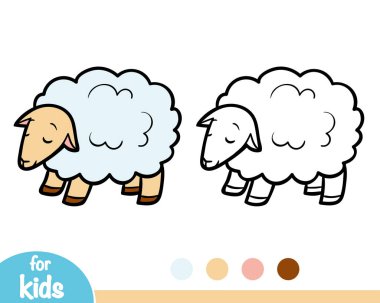 Koyun, çocuklar için boyama kitabı