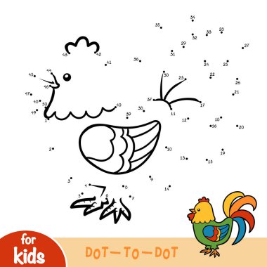 Sayı oyunu, eğitim nokta-nokta oyun, çocuklar için horoz