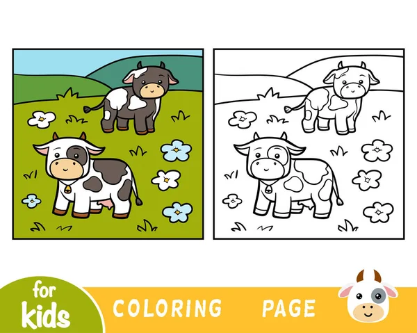 Kolorowanka Dla Dzieci Dwie Krowy — Wektor stockowy