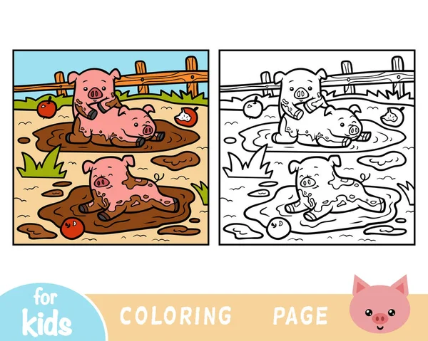 Раскраска Детей Три Свиньи — стоковый вектор