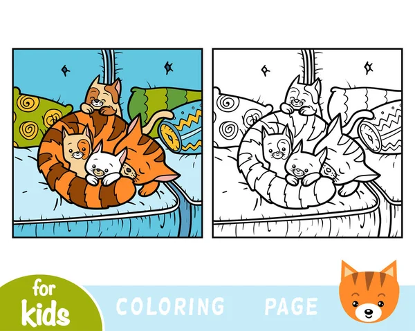 Libro Para Colorear Para Niños Cuatro Gatos — Vector de stock