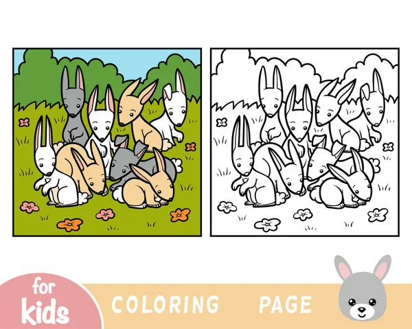 Libro Para Colorear Para Niños Ocho Conejos — Archivo Imágenes Vectoriales