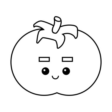 Domates sevimli yüzü olan çocuklar için boyama kitabı