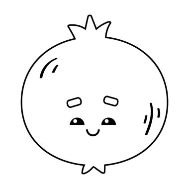 Nar sevimli yüzü olan çocuklar için boyama kitabı