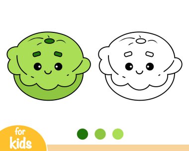 Sevimli bir yüzü ile Pattypan kabak, çocuklar için boyama kitabı