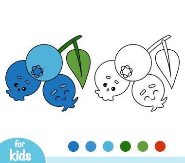 Yaban mersini ile sevimli bir yüz, çocuklar için boyama kitabı