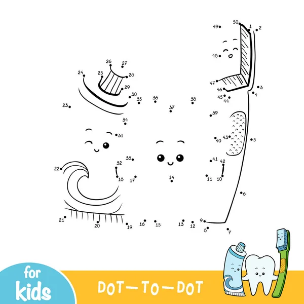 Numbers Game Education Dot Dot Game Children Tooth Toothbrush Toothpaste — 图库矢量图片