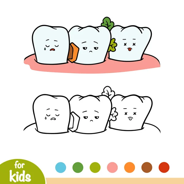 Kolorowanka Dla Dzieci Brudnych Zęba — Wektor stockowy