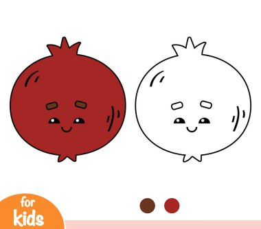 Nar sevimli yüzü olan çocuklar için boyama kitabı