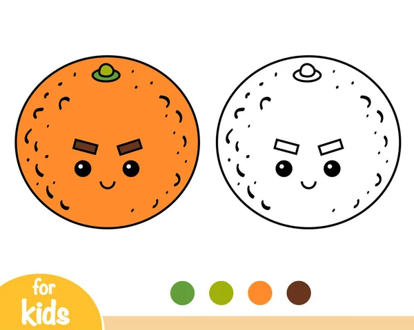 Målarbok För Barn Orange Med Söt Ansikte — Stock vektor