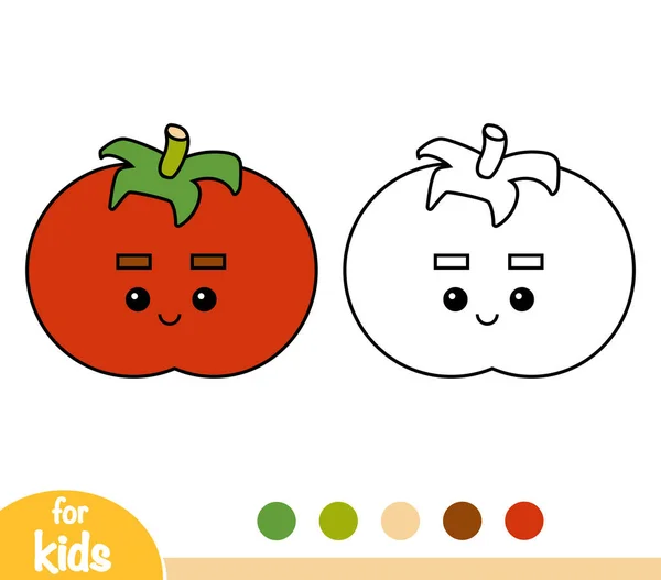 Libro Para Colorear Para Niños Tomate Con Una Cara Linda — Vector de stock