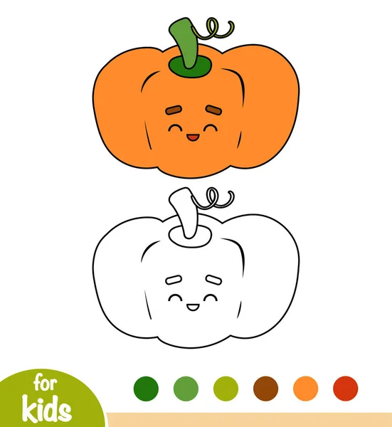 Libro Para Colorear Para Niños Calabaza Con Una Cara Linda — Vector de stock