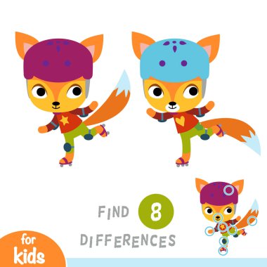 Bul farklılıkları, eğitim oyun çocuklar için silindir Fox'ta skates