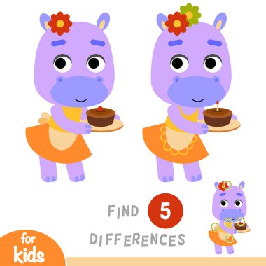 Farklılıklar, eğitim çocuklar, su aygırı ve bir pasta için oyun bulmak