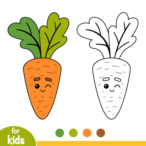 Coloring Book Children Carrot Cute Face — Stock Vector