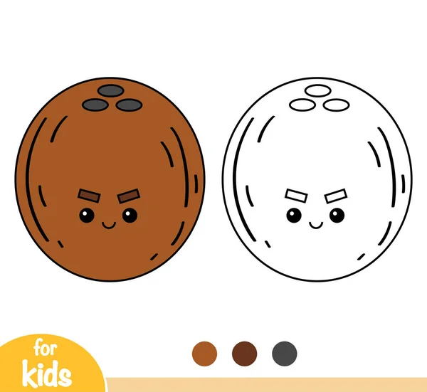 Coloring Book Children Coconut Cute Face — Stock Vector