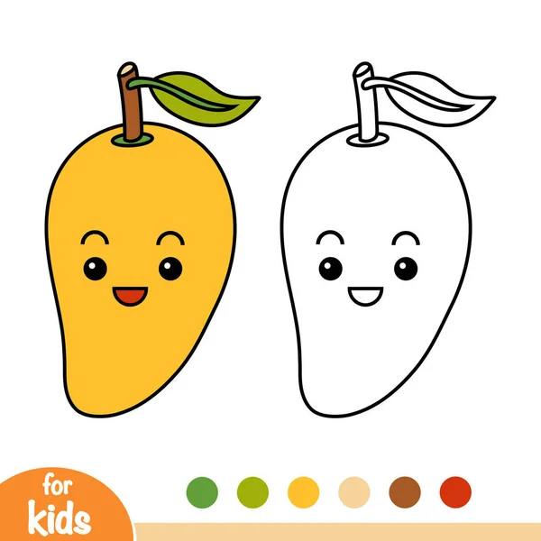 Libro Para Colorear Para Niños Mango Con Una Cara Linda — Vector de stock