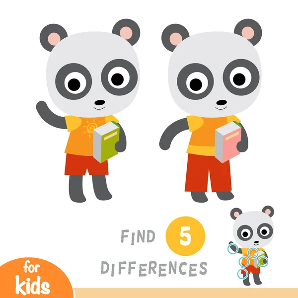 Unterschiede Finden Bildungsspiel Für Kinder Panda Und Ein Buch — Stockvektor