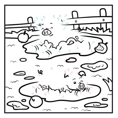 Sayı oyunu, çocuklar, iki domuz için eğitim nokta-nokta oyun