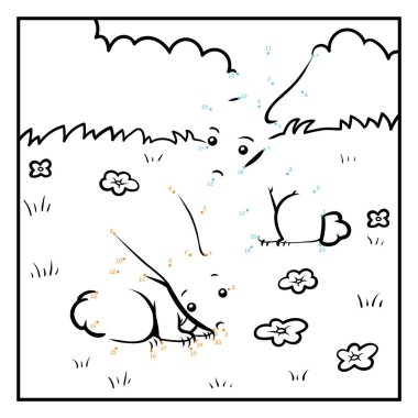 Sayı oyunu, çocuklar, iki tavşan için eğitim nokta-nokta oyun