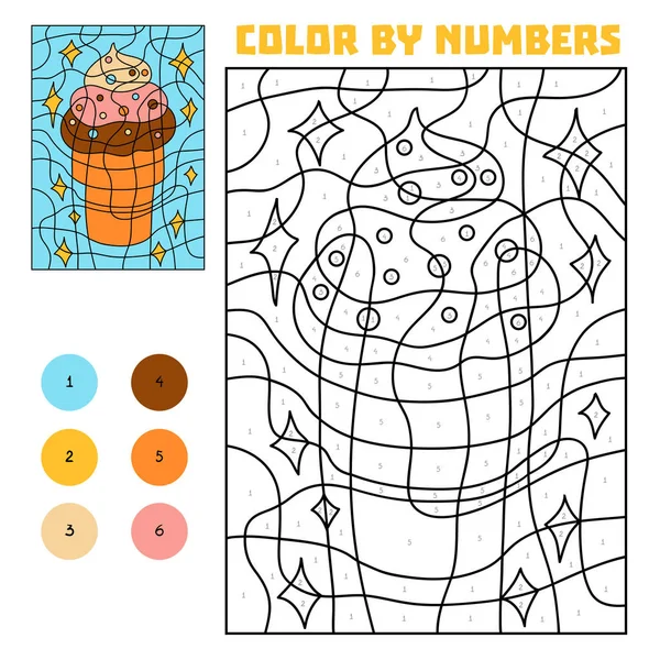 Color Por Número Juego Educación Para Niños Helado — Archivo Imágenes Vectoriales