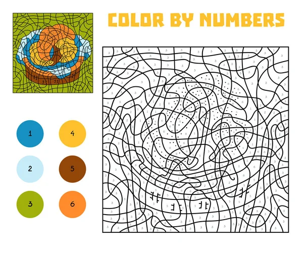Cor Por Número Jogo Educação Crianças Croissants Uma Cesta — Vetor de Stock