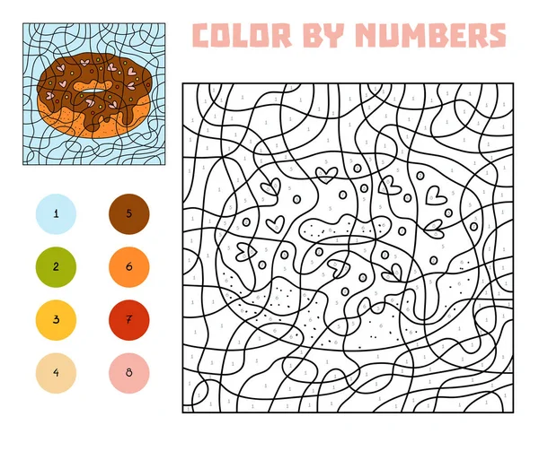 Color Por Número Juego Educación Para Niños Donut — Vector de stock