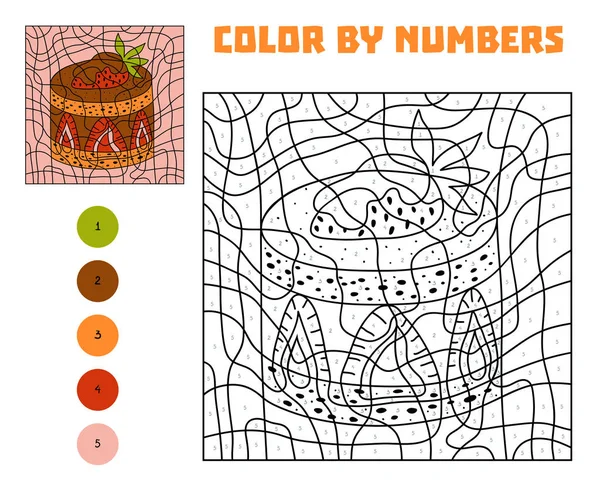 Färg Med Nummer Utbildning Spel För Barn Cupcake — Stock vektor